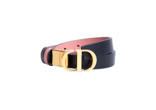 DIOR BELT MONTAIGNE 30 FINE FULL REVERSIBLE BLACK/ROSE