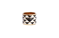 PRADA RING METAL ENAMELED BLACK/WHITE