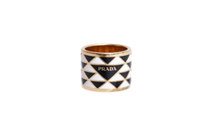 PRADA RING METAL ENAMELED BLACK/WHITE
