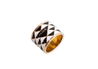 PRADA RING METAL ENAMELED BLACK/WHITE