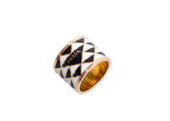 PRADA RING METAL ENAMELED BLACK/WHITE