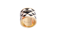PRADA RING METAL ENAMELED BLACK/WHITE