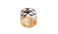 PRADA RING METAL ENAMELED BLACK/WHITE