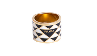 PRADA RING METAL ENAMELED BLACK/WHITE
