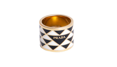 PRADA RING METAL ENAMELED BLACK/WHITE