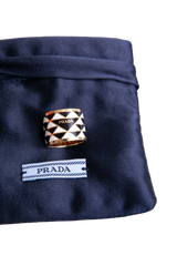 PRADA RING METAL ENAMELED BLACK/WHITE