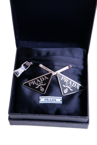 PRADA CLIPS HAIR TRIANGLE-LOGO SILVER/BLACK