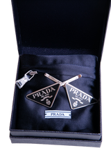 PRADA CLIPS HAIR TRIANGLE-LOGO SILVER/BLACK