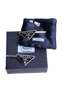 PRADA CLIPS HAIR TRIANGLE-LOGO SILVER/BLACK