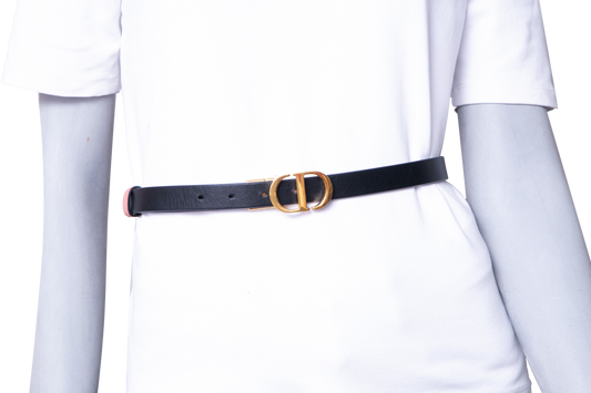 DIOR BELT MONTAIGNE 30 FINE FULL REVERSIBLE BLACK/ROSE