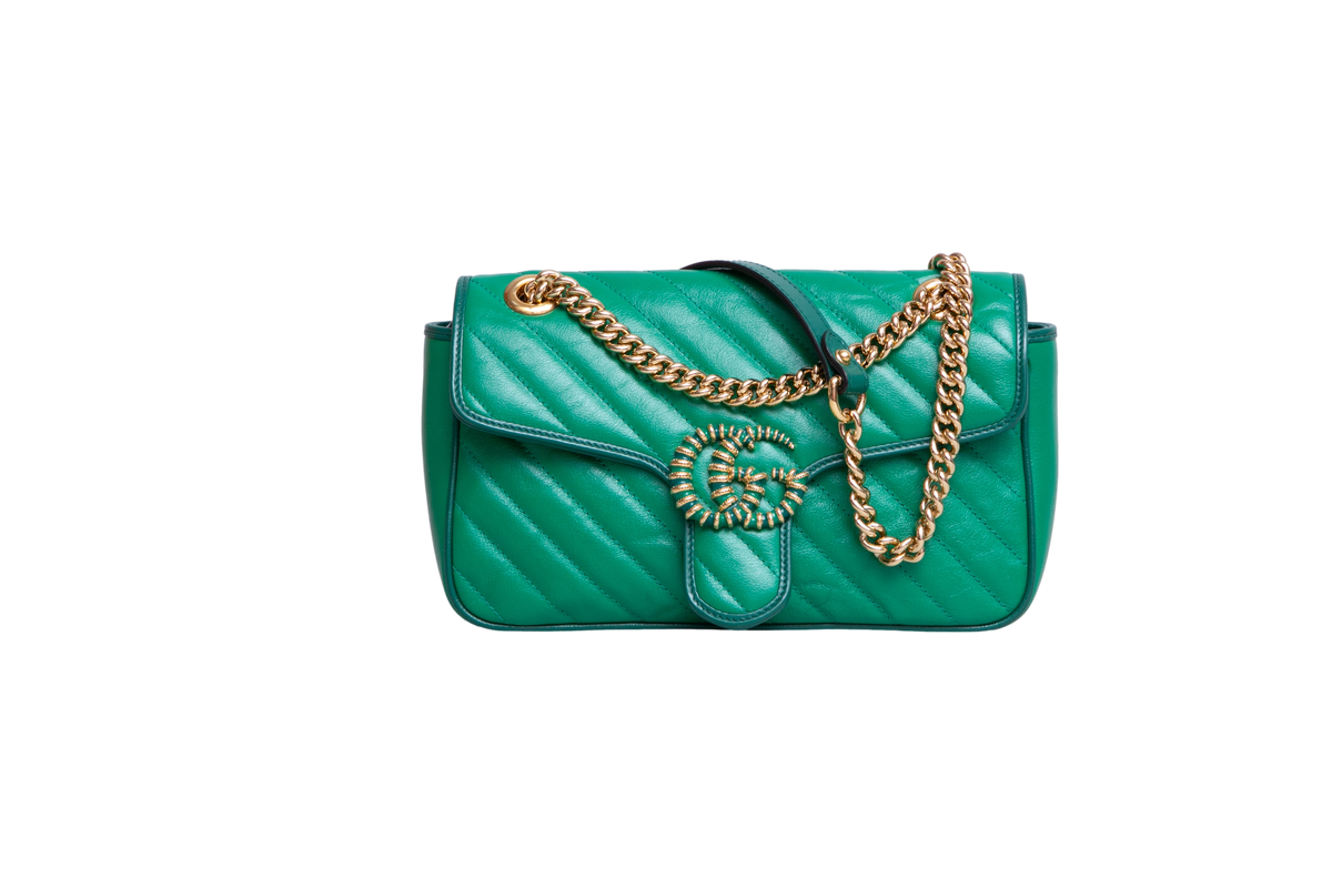 GUCCI GG MARMONT CHAIN MATELASSE SMALL GREEN