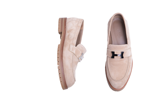 HERMÈS FAUBOURG SUEDE BEIGE CAMEL - 36 BR