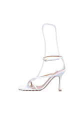 BOTTEGA VENETA SANDAL STRETCH STRAP LEATHER WHITE - 37 1/2 BR