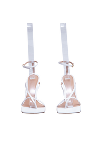 BOTTEGA VENETA SANDAL STRETCH STRAP LEATHER WHITE - 37 1/2 BR