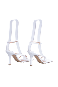 BOTTEGA VENETA SANDAL STRETCH STRAP LEATHER WHITE - 37 1/2 BR