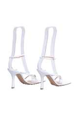 BOTTEGA VENETA SANDAL STRETCH STRAP LEATHER WHITE - 37 1/2 BR