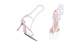 BOTTEGA VENETA SANDAL STRETCH STRAP LEATHER WHITE - 37 1/2 BR