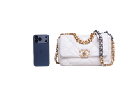 CHANEL 19 FLAP SMALL GOATSKIN IVORY PALLADIUM/GOLD HDWR