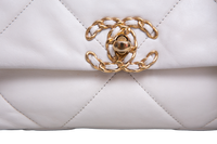 CHANEL 19 FLAP SMALL GOATSKIN IVORY PALLADIUM/GOLD HDWR