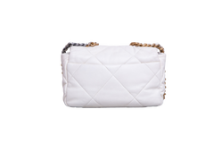 CHANEL 19 FLAP SMALL GOATSKIN IVORY PALLADIUM/GOLD HDWR