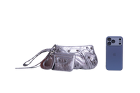 BALENCIAGA LE CAGOLE MINI MULTI POUCH SILVER METALLIC