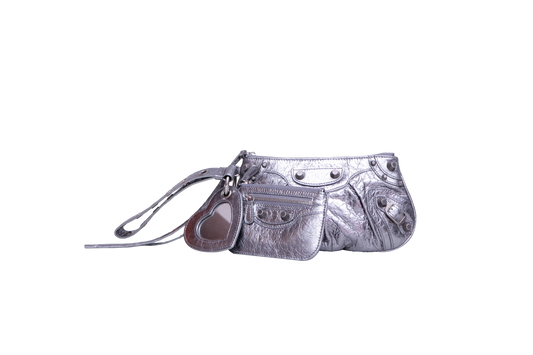 BALENCIAGA LE CAGOLE MINI MULTI POUCH SILVER METALLIC