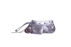 BALENCIAGA LE CAGOLE MINI MULTI POUCH SILVER METALLIC