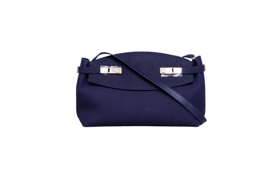FERRAGAMO HUG POUCH SUEDE MIDNIGHT