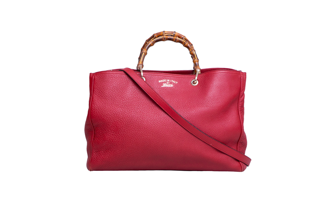 GUCCI BAMBOO SHOPPER LARGE RED