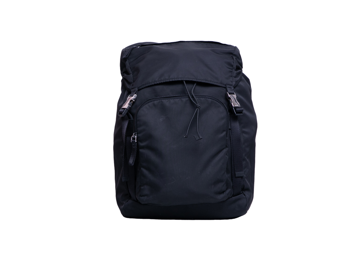 PRADA BACKPACK DOUBLE BUCKLE RE-NYLON BLACK