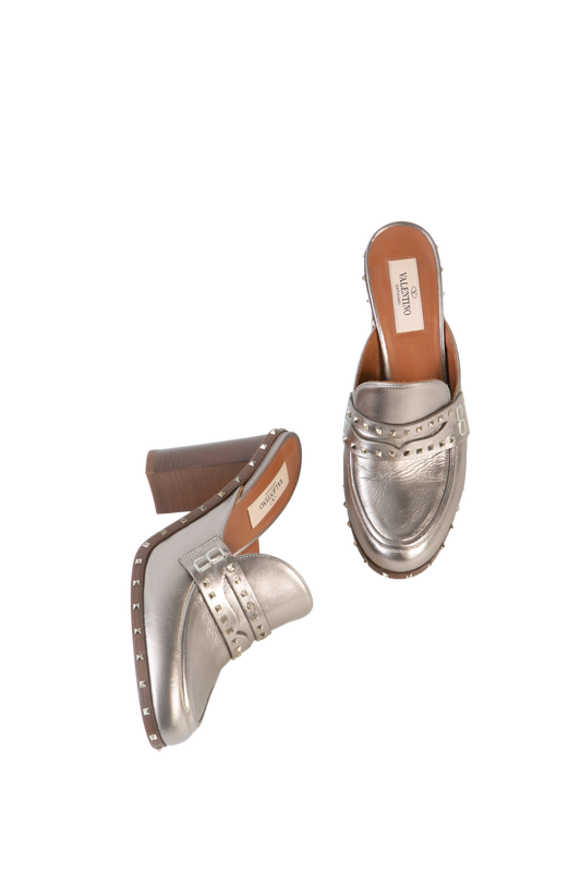 VALENTINO MULE SALTO BLOCO LIGHT GOLD