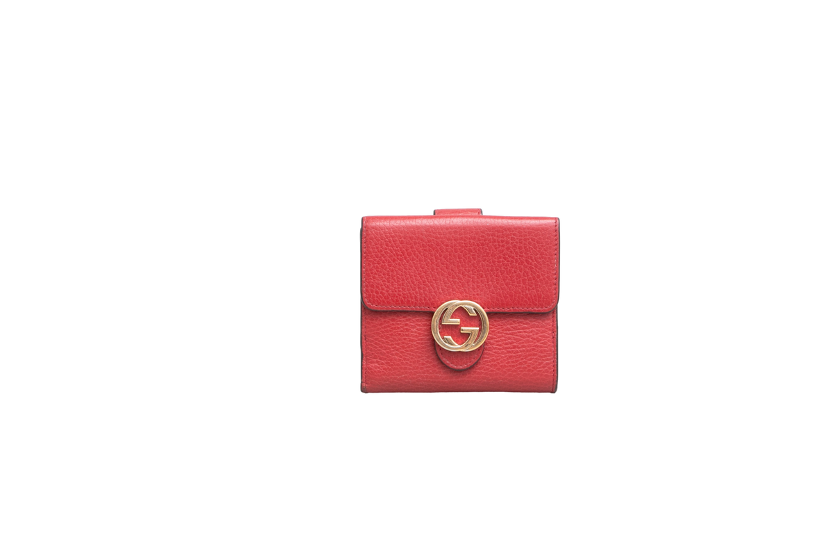 GUCCI WALLET BI-FOLD DOLLAR INTERLOCKING RED