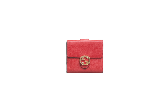 GUCCI WALLET BI-FOLD DOLLAR INTERLOCKING RED