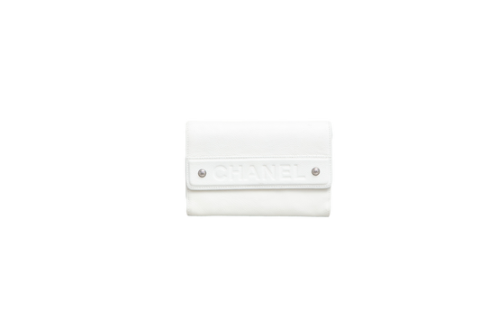 CHANEL WALLET DISTRESSED BI-FOLD COIN WHITE