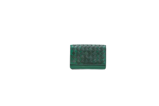 BOTTEGA CARD HOLDER BI-FOLD INTRECCIATO MOSS GREEN