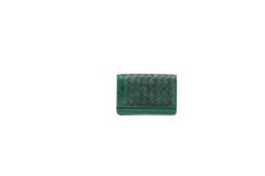 BOTTEGA CARD HOLDER BI-FOLD INTRECCIATO MOSS GREEN