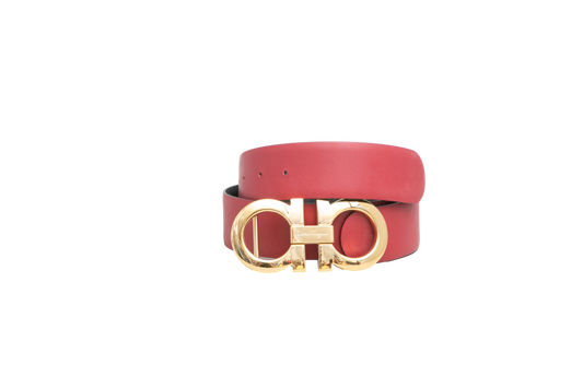 FERRAGAMO CINTO GANCINI REVERSIBLE BLACK & RED