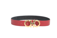 FERRAGAMO CINTO GANCINI REVERSIBLE BLACK & RED