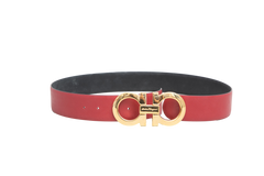 FERRAGAMO CINTO GANCINI REVERSIBLE BLACK & RED