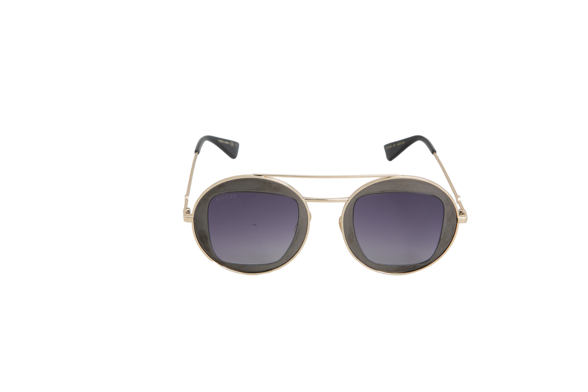 GUCCI RUTHENIUM ROUND GREY E GOLDEN
