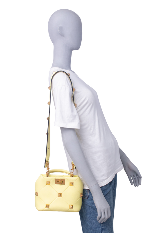 VALENTINO ROMAN STUD SMALL TOP HANDLE YELLOW