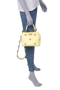 VALENTINO ROMAN STUD SMALL TOP HANDLE YELLOW