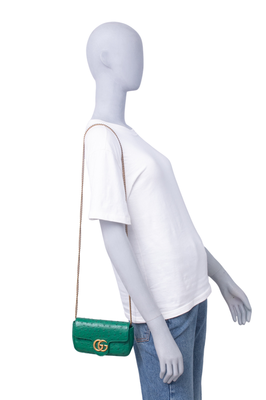 GUCCI SUPER MINI GG MMARMONT OSTRICH ED COPACABANA GREN