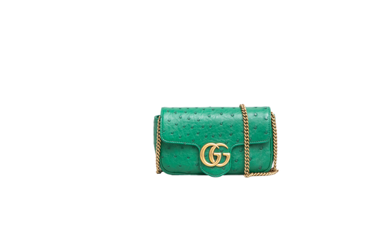 GUCCI SUPER MINI GG MMARMONT OSTRICH ED COPACABANA GREN