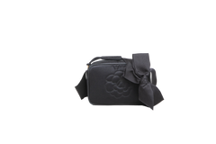 CHANEL MINI SATIN CAMERA CAMELIA BLACK