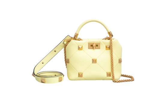 VALENTINO ROMAN STUD SMALL TOP HANDLE YELLOW