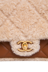 CHANEL SHEARLING LAMBSKIN QUILTED FURRY COCO SMALL BROWN
