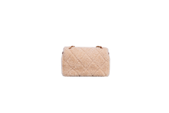 CHANEL SHEARLING LAMBSKIN QUILTED FURRY COCO SMALL BROWN