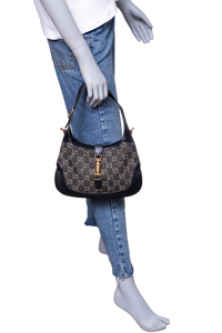 GUCCI JACKIE 1961 SMALL GG JACQUARD DENIM BLACK