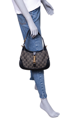 GUCCI JACKIE 1961 SMALL GG JACQUARD DENIM BLACK